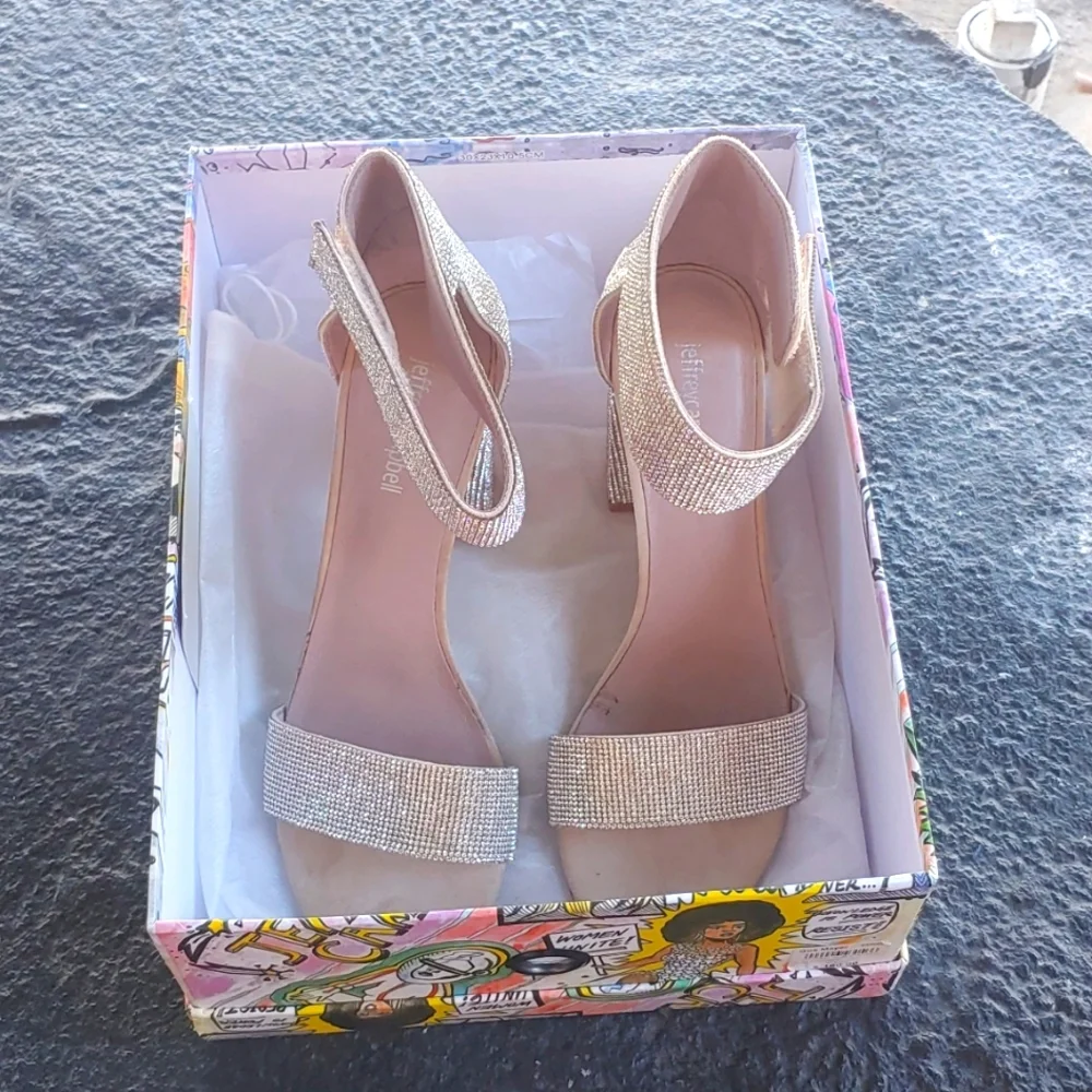 Jeffrey Campbell Lindsay Sandal Women rhinestone bling heels 9 - Picture 9 of 10